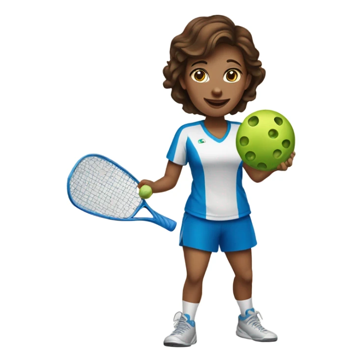 Woman with brown hair and blue eyes playing pickleball sticker
