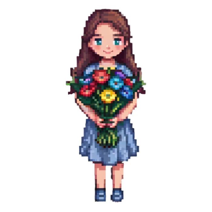 a cool girl holding a bouquet of flowers sticker
