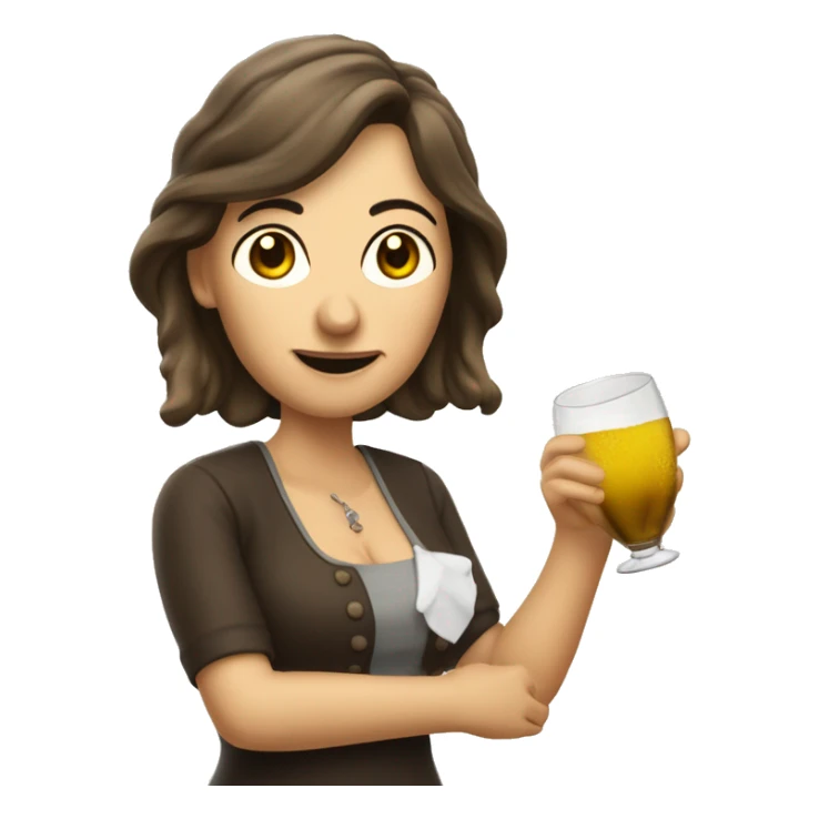 Hell Brünette langhaarige Frau mit Weißwein in der Hand  sticker