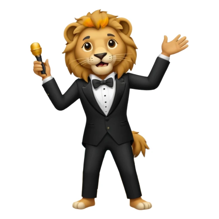 Lion that is singing in a tuxedo at the beach  sticker