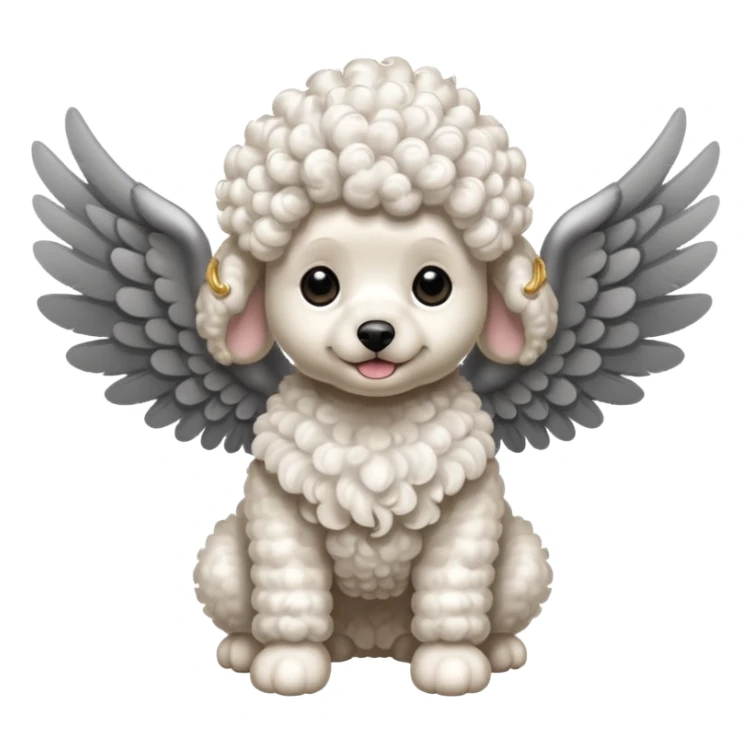 Perro french poodle mini blanco con Alas sticker