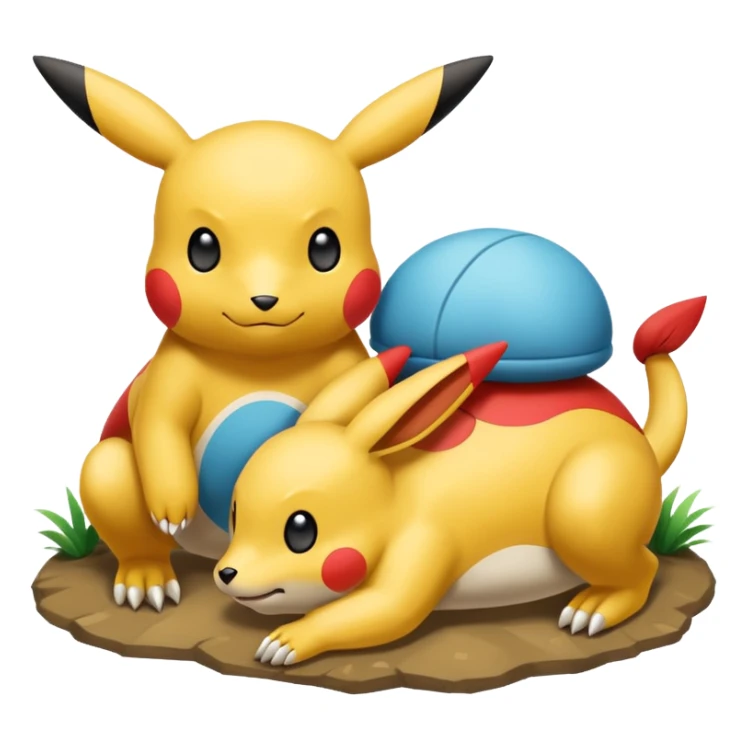 2 friendly pokemans one fell down and the other is helping the other get up  sticker