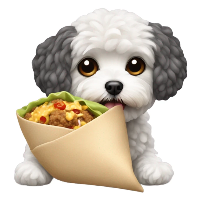 Maltipoo eating a burrito  sticker