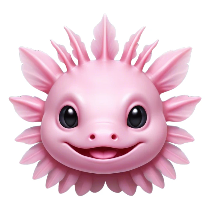 Cinematic Comical Axolotl Portrait Emoji, Head tilted dramatically with an exaggeratedly amused expression, featuring smooth, pale pink skin with ruffled, feathery gills and wide, expressive dark eyes filled with playful disbelief, Simplified yet hilariously expressive features, highly detailed, glowing with a slightly sassy glow, high shine, dramatic yet playful, stylized with an air of cheeky mischief, bright and endearing, soft glowing outline, capturing the essence of a spirited and over-the-top aquatic friend, so meme-worthy it feels like it could side-eye its way into internet fame instantly! sticker