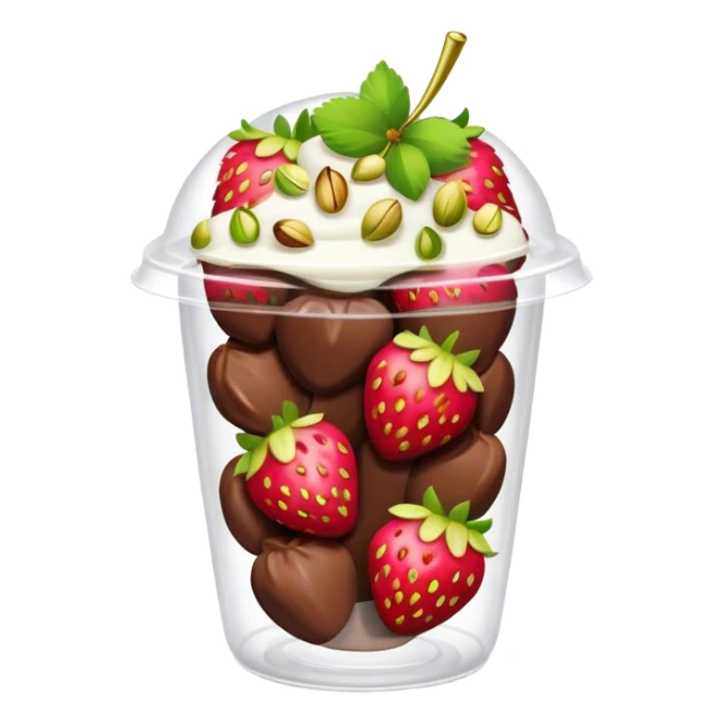 Chocolate covered Strawberries with pistachios in a plastic cup sticker