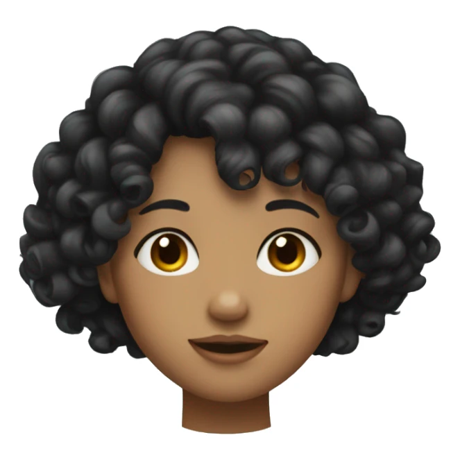 girl with curly black colored hair and bangs sticker