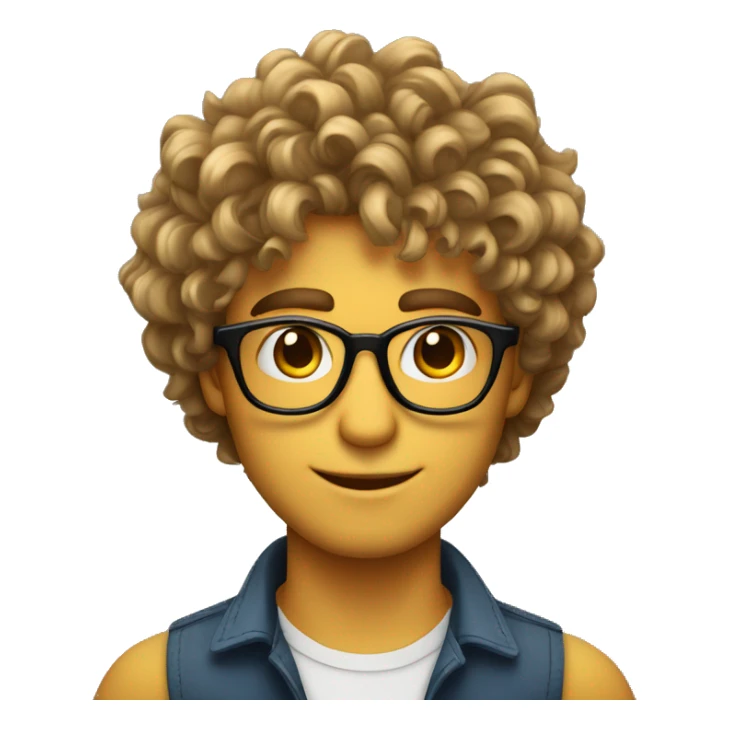 Hombre con ojos color miel cabello risado con rizos y lentes sticker