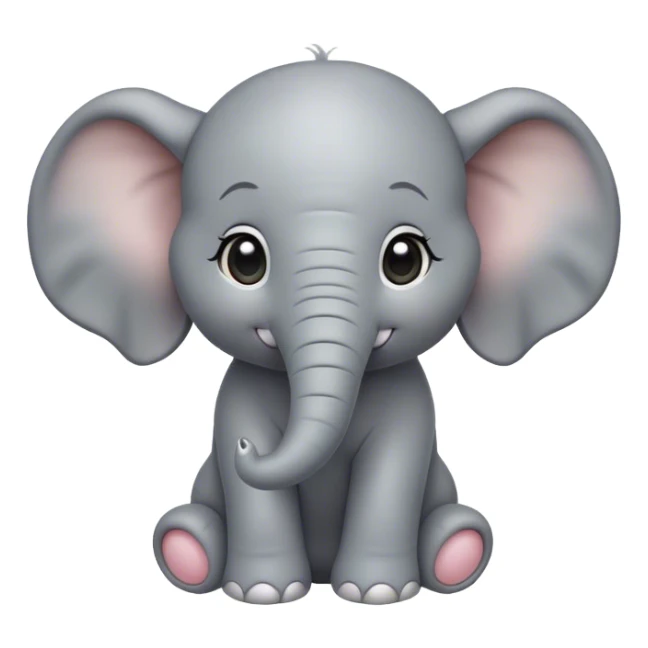 Cinematic Cute Baby Elephant Portrait Emoji, Head tilted playfully and inquisitively, featuring a velvety gray hide with oversized floppy ears and round, sparkling eyes filled with wonder, Simplified yet irresistibly adorable features, highly detailed, glowing with a warm, friendly glow, high shine, affectionate and spirited, stylized with a touch of playful charm, bright and endearing, soft glowing outline, capturing the essence of a mischievous yet loving baby elephant, so playful it feels like it could trundle out of the screen into your arms! sticker