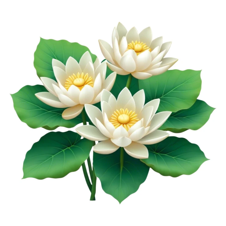 bouquet white Nymphaea lotus,stem, lotus leaf sticker