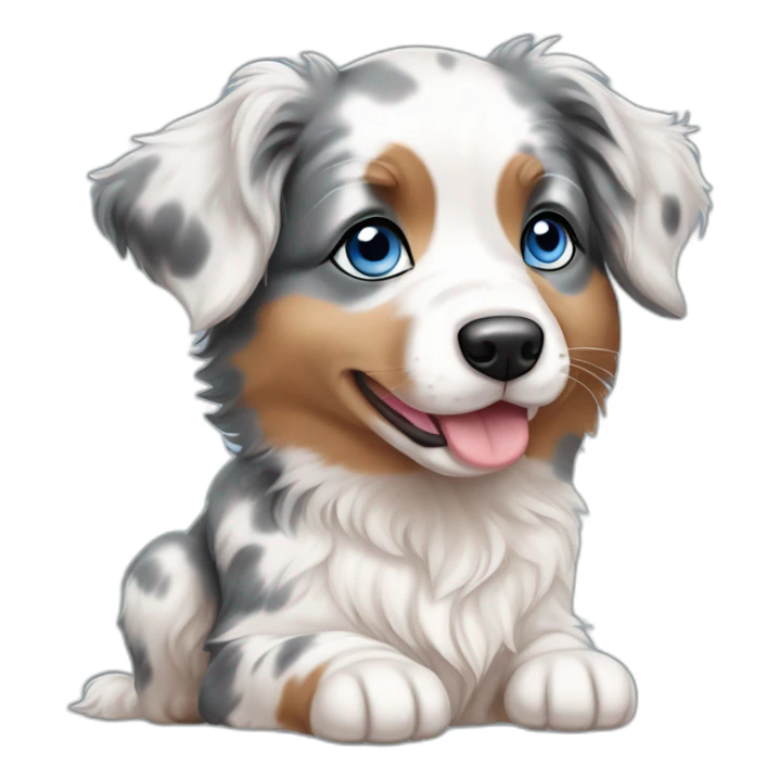 baby dog ​​with blue eyes, merle color, Australian Shepherd breed sticker