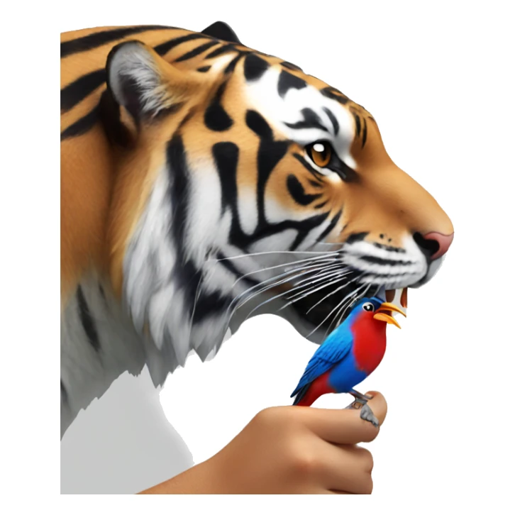 Tiger eating a blue and red bird sticker