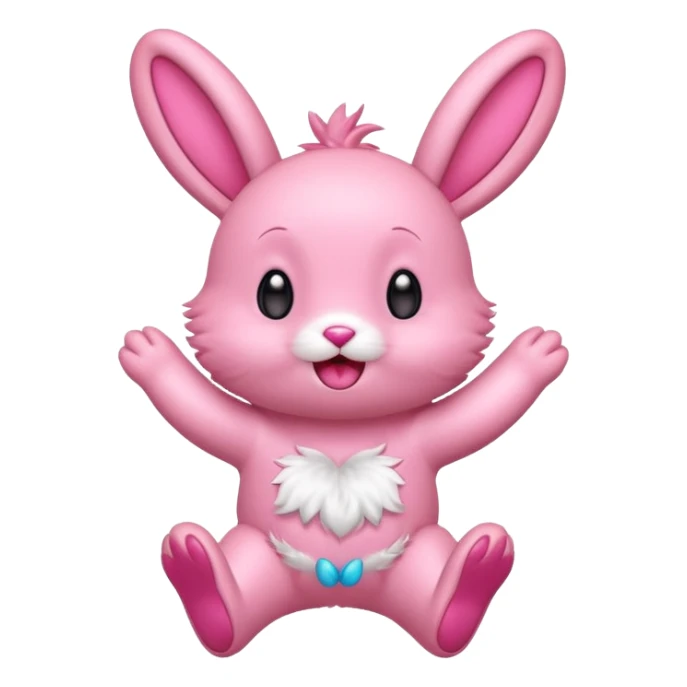 Exited pink bunny, kawaii chibi fluffy ears and body jumping of excitement  sticker