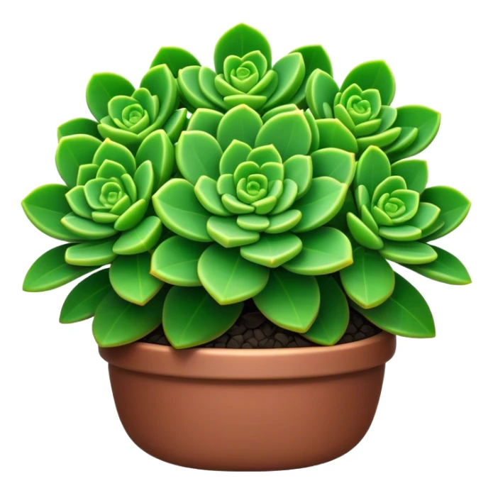Cinematic Realistic Crassula Emoji, Compact and vibrant, with small, fleshy leaves arranged in thick, rounded clusters. The deep green hue of the leaves radiates calm, while their structured growth speaks of endurance. Soft glowing outline, capturing the essence of perseverance and tranquility in a crassula plant! sticker