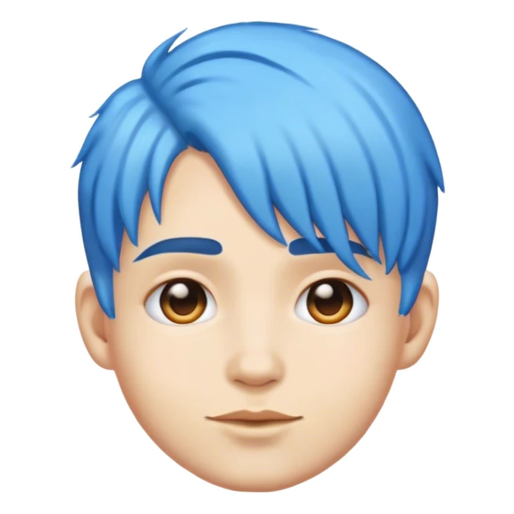 A real person face emoji and hair is a blue brain sticker