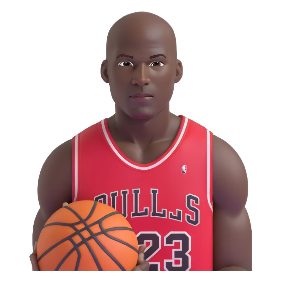 Michael Jordan basketball player with clear detailed face, upper body portrait sticker