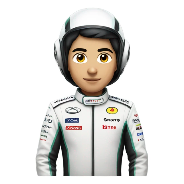 formula one driver, asian, black hair, mercedes sticker
