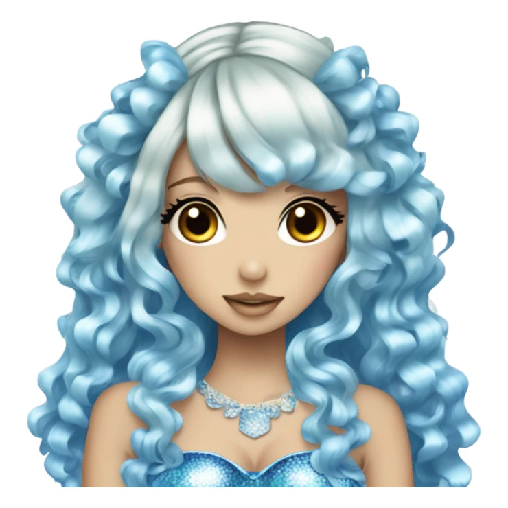 hime gyaru siren, blue skin, fish scales sticker