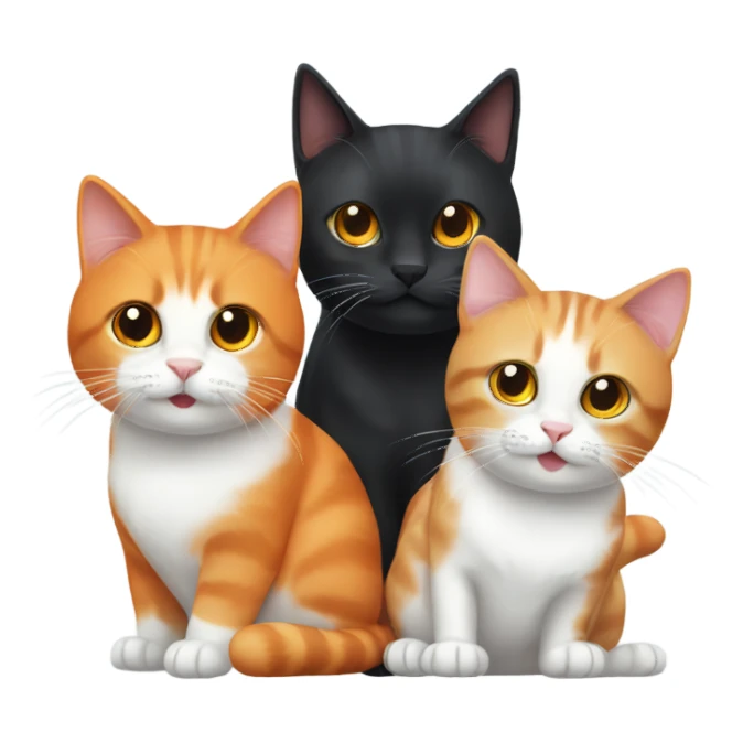 2 black cats and a orange and white cat  sticker
