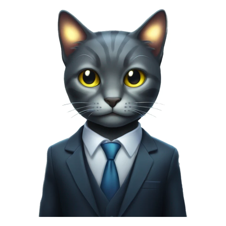 Cat wearing Dark iridescent business suit glowing sticker