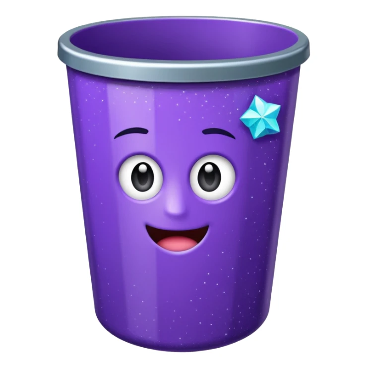 Glitter Purple and Cian  metal rubbish bin office sticker