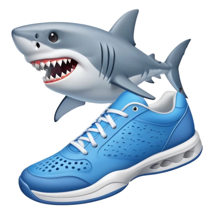 Athletic shark in blue tennis shoes sticker