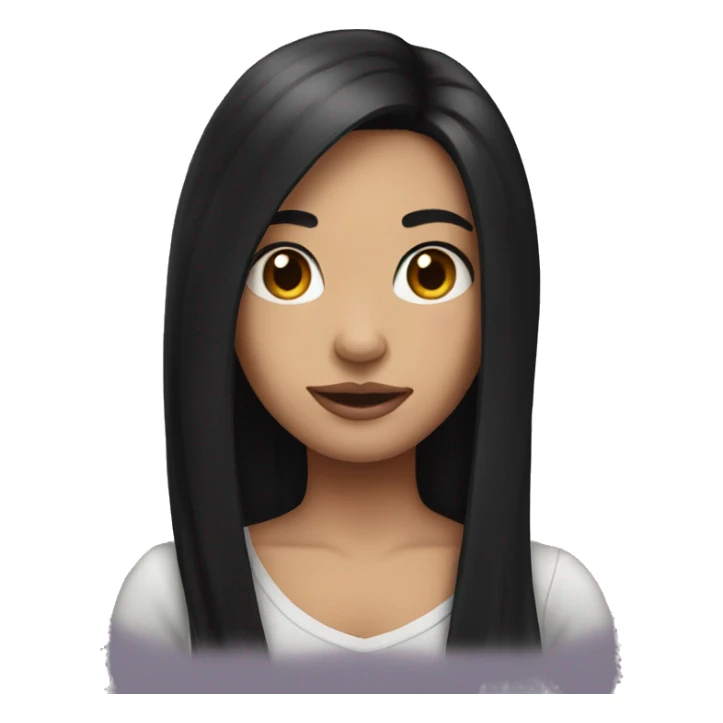 Girl with long black hair and neck tattoo sticker