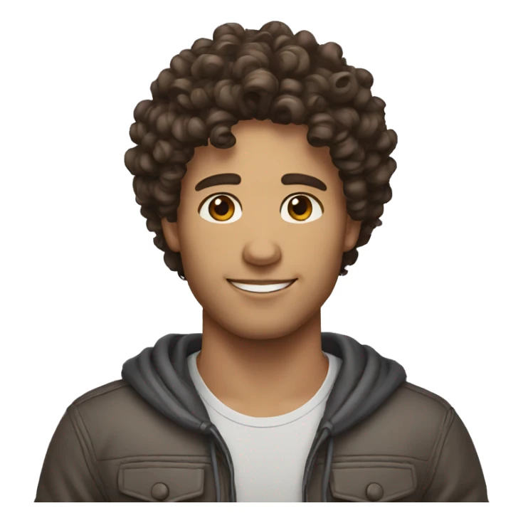 Curly hair brunette male sticker