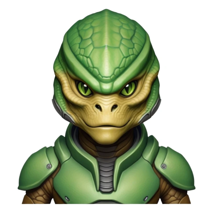 krogan alien from Mass Effect, reptilian alien with head plate sticker