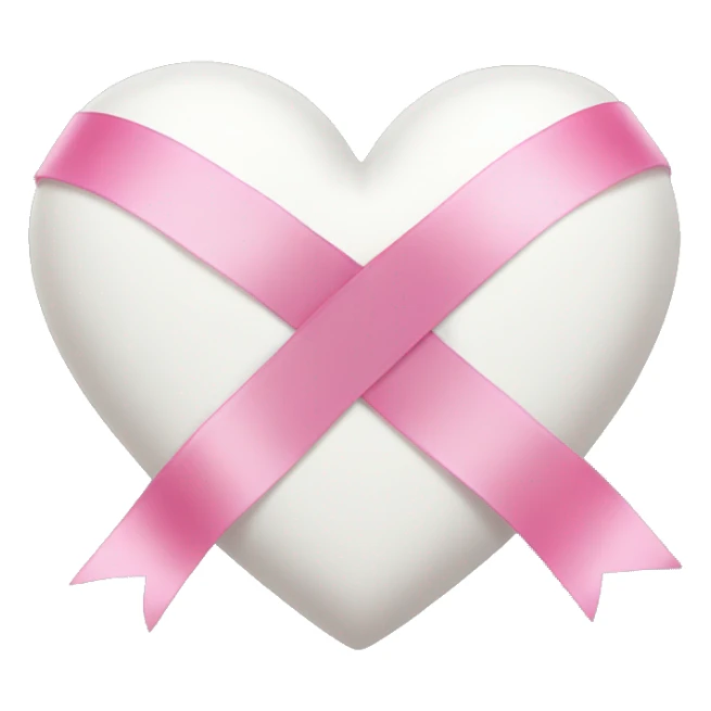 White heart with pink ribbon  sticker