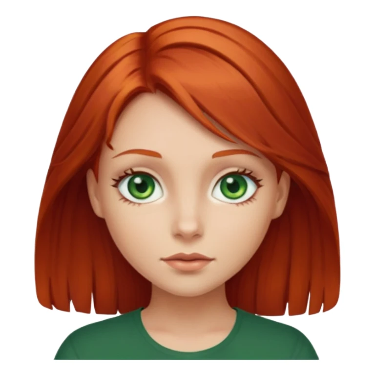 Girl with medium length red hair and green eyes sticker
