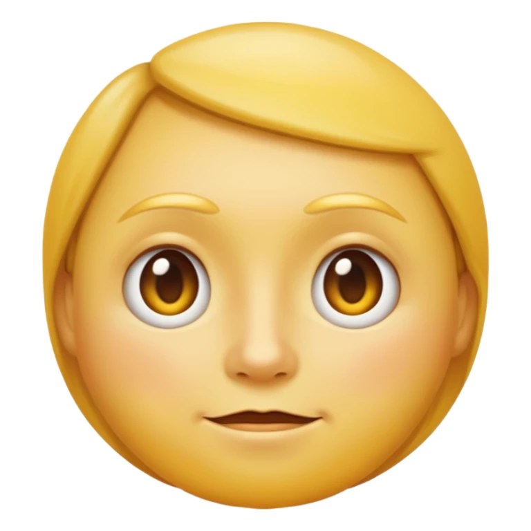 simple round yellow face with subtle soft glow around edges, classic Apple emoji style sticker