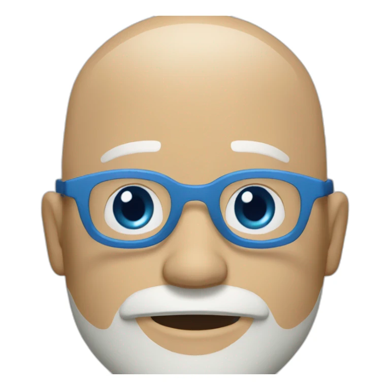 a white man with a white beard and no hair and round blue glasses sticker