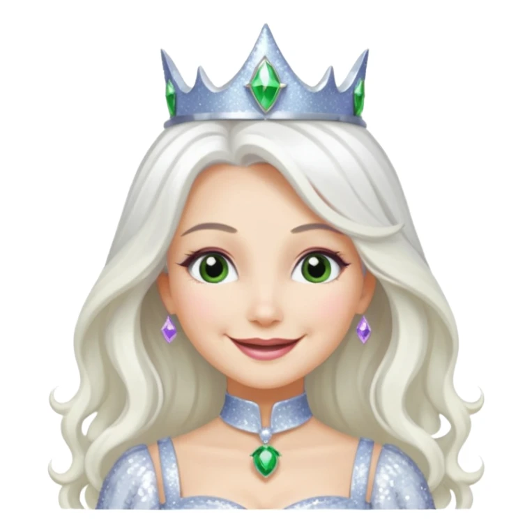 The Good Witch from Oz with long white hair, white sequin outfit sticker