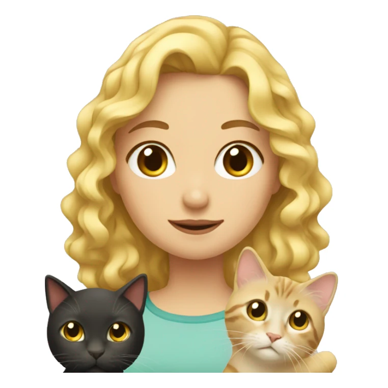 blonde wavy haired girl with a cat in front  sticker