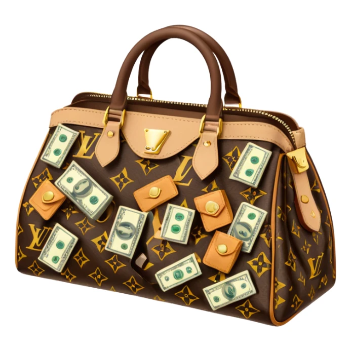 Louis Vuitton purse with dolars sticker