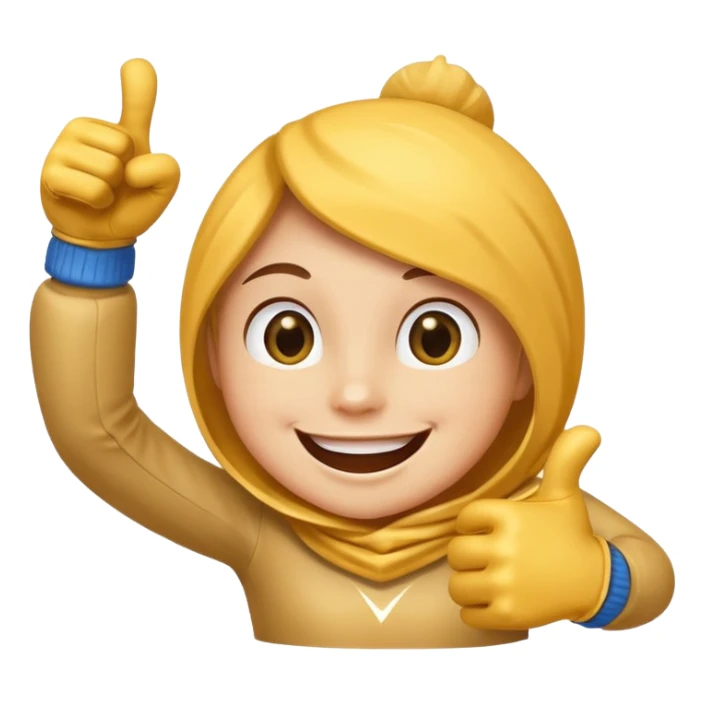 HD a smiling happy dancing star with both gloved hands doing thumbs up and blue background sticker