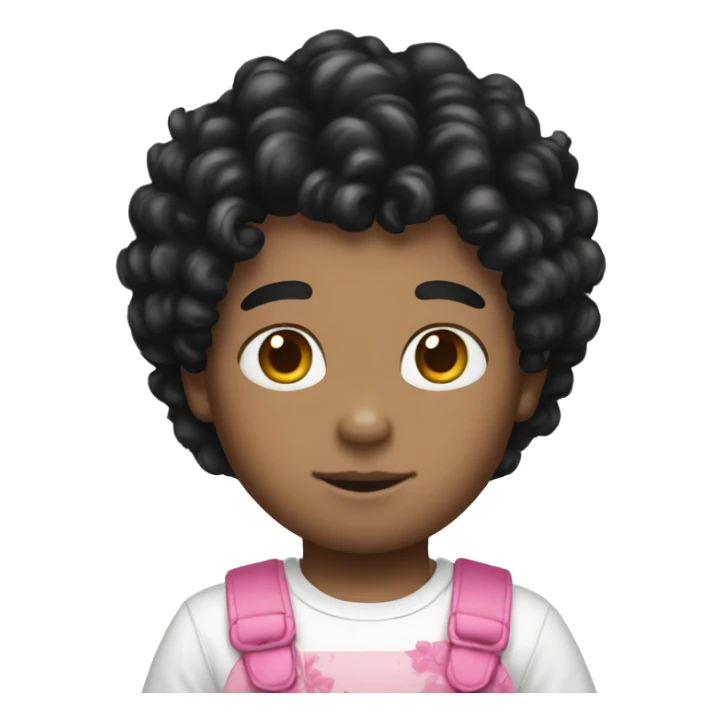 Black curly hair boy hello kitty sticker