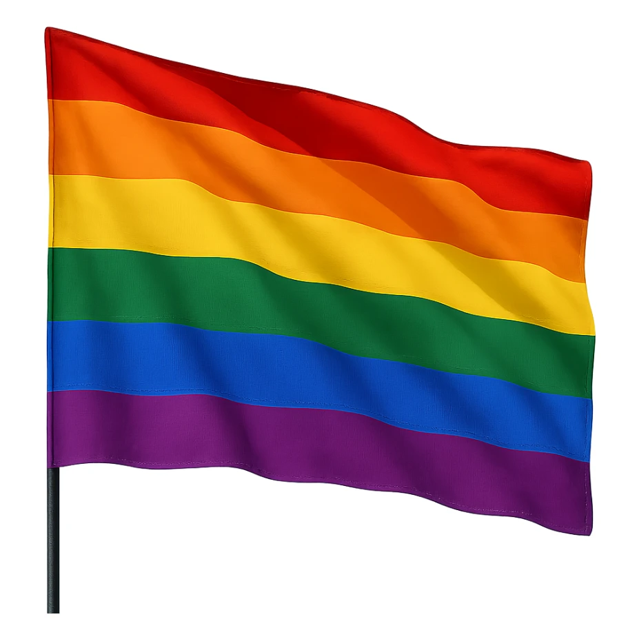 gay pride rainbow flag, waving, vibrant colors, simple style sticker