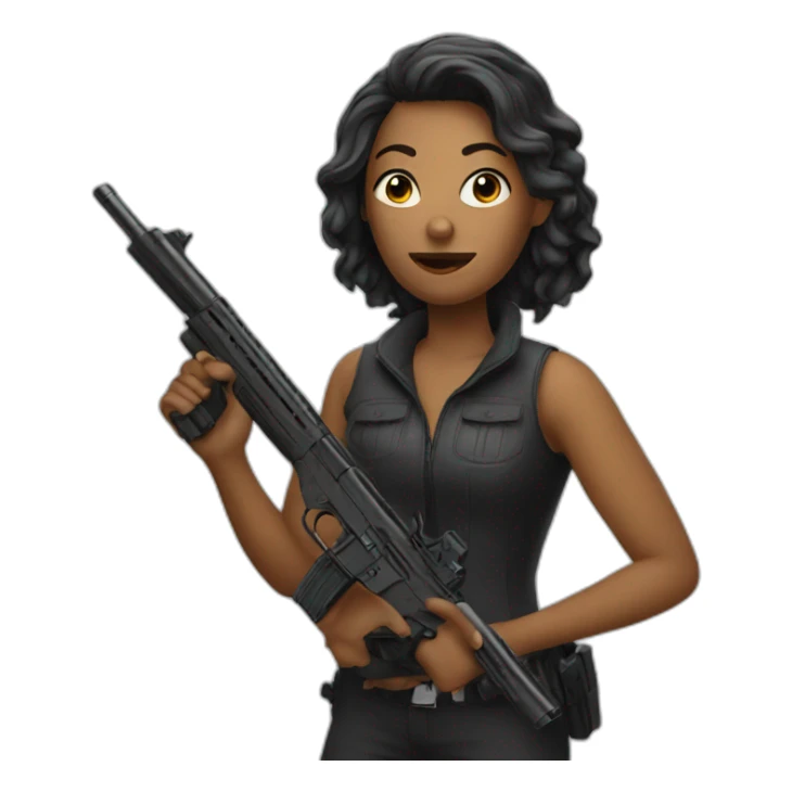 A woman with a gun  sticker