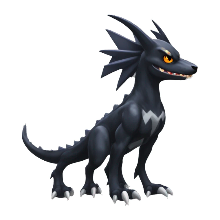 Black Cool Edgy Nargacuga-Garchomp-Houndoom-Sergal Fakémon with Edgy markings,  full body sticker