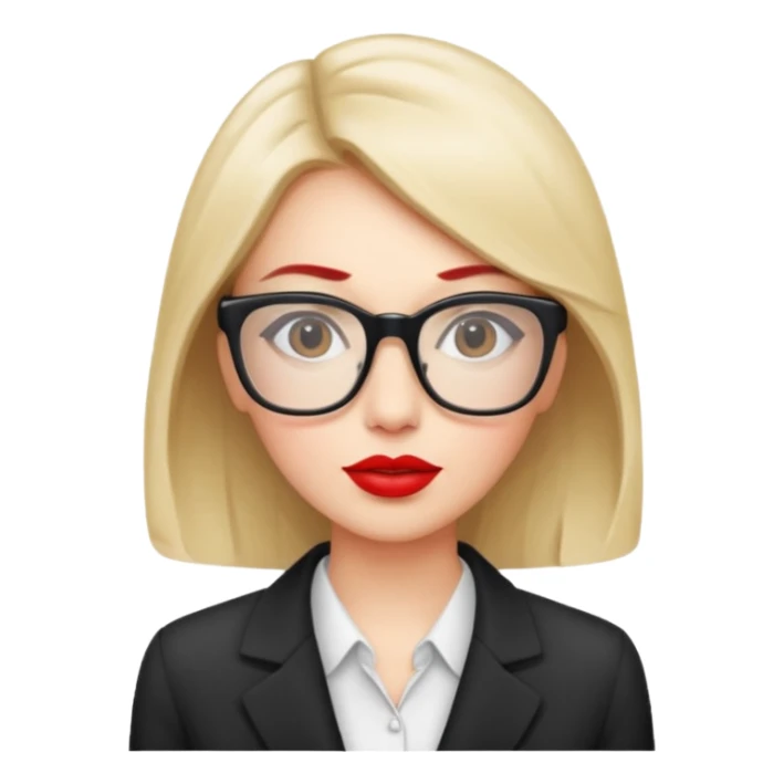 office working woman with rectangle glasses and red lipstick  sticker