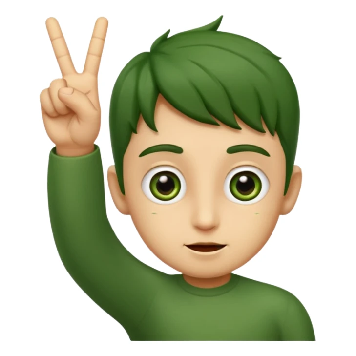 bhindi with big eyes antwo hands showing vitory sign sticker