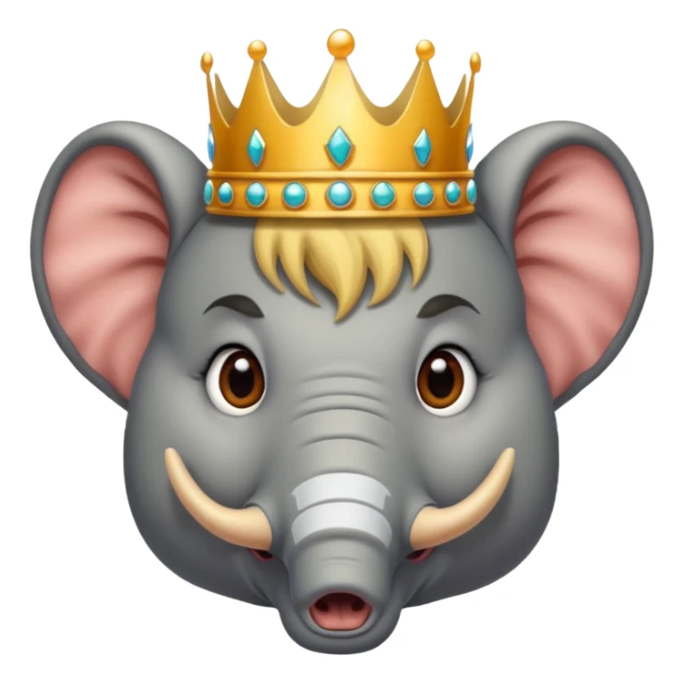 face of donald trump wearing a crown between an elephant face and a donkey face sticker