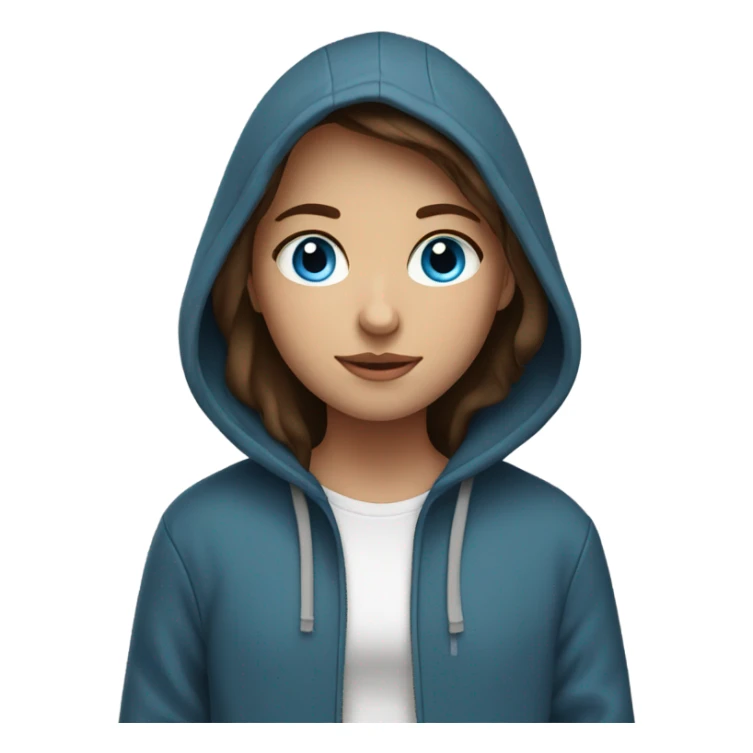 brown haired girl in hoodie with blue eyes  sticker
