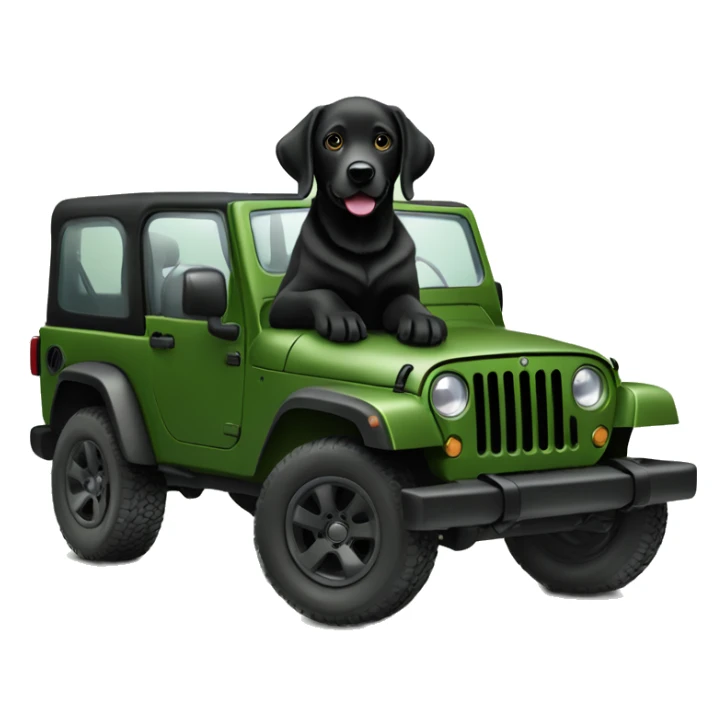 Black Labrador in the back hunter green Jeep sticker