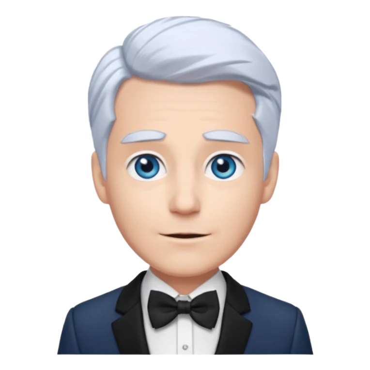 Boq from Wicked with blue eyes, white hair and suit with bow tie sticker