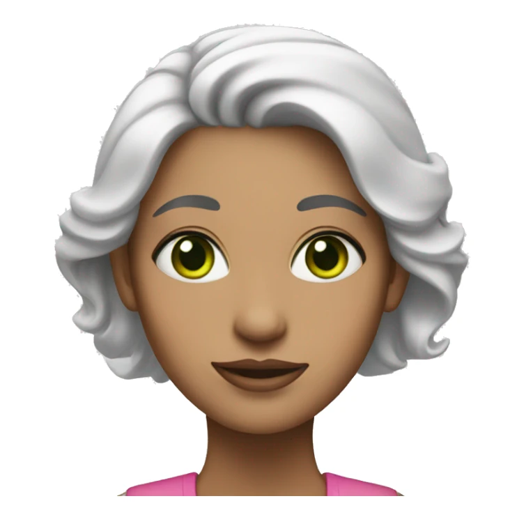 woman with white hair with pink tips.  She has green eyes. sticker