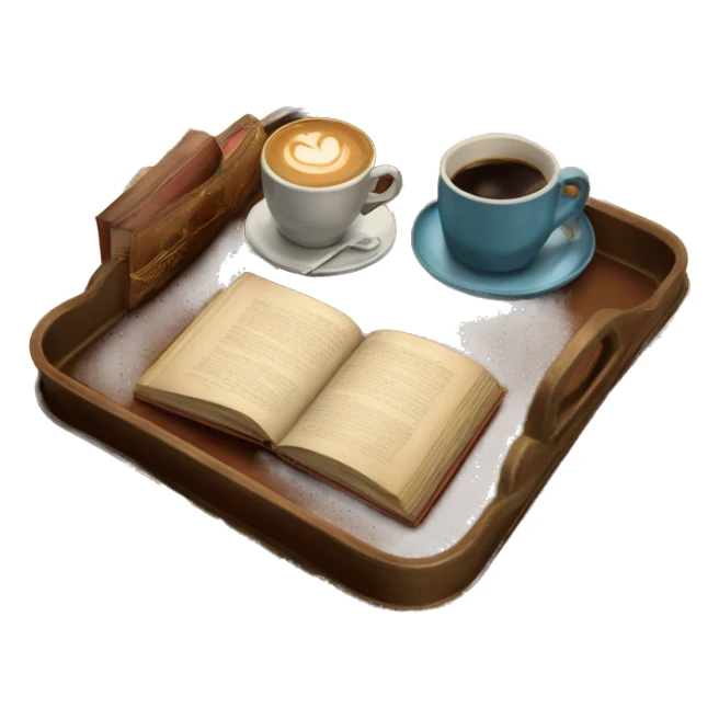 vintage tray with books and coffee  sticker