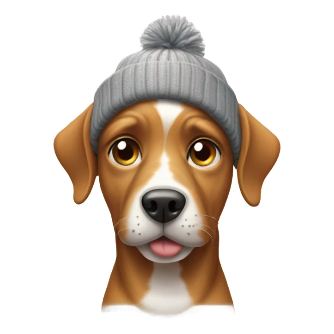 Dog with eye spot and grill wearing a beanie sticker
