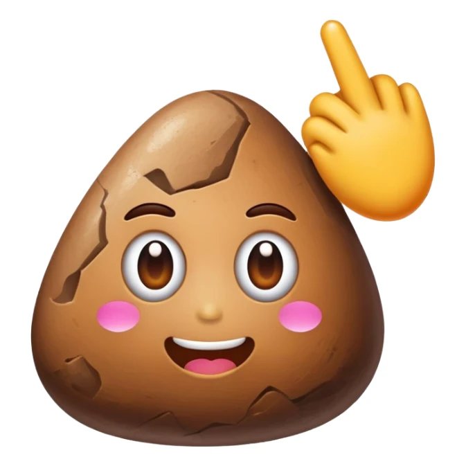 artists polishing a poop emoji rock gem sticker